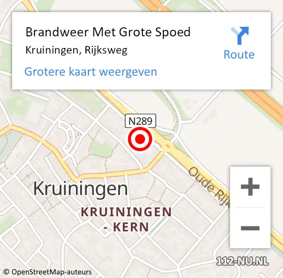 Locatie op kaart van de 112 melding: Brandweer Met Grote Spoed Naar Kruiningen, Rijksweg op 6 november 2023 12:33