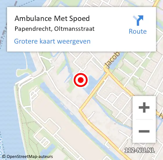 Locatie op kaart van de 112 melding: Ambulance Met Spoed Naar Papendrecht, Oltmansstraat op 6 november 2023 12:44