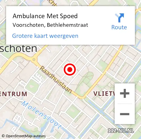 Locatie op kaart van de 112 melding: Ambulance Met Spoed Naar Voorschoten, Bethlehemstraat op 6 november 2023 12:47