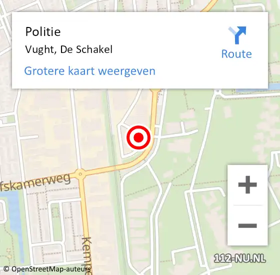 Locatie op kaart van de 112 melding: Politie Vught, De Schakel op 6 november 2023 12:48