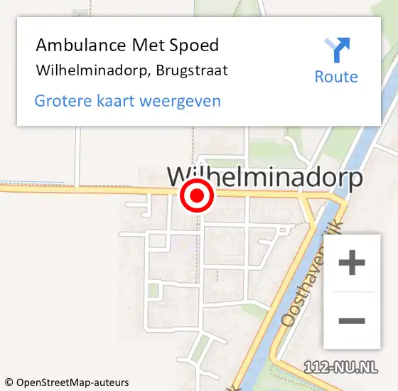 Locatie op kaart van de 112 melding: Ambulance Met Spoed Naar Wilhelminadorp, Brugstraat op 14 september 2014 10:59