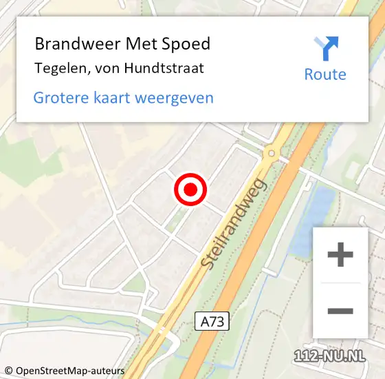 Locatie op kaart van de 112 melding: Brandweer Met Spoed Naar Tegelen, von Hundtstraat op 6 november 2023 13:09