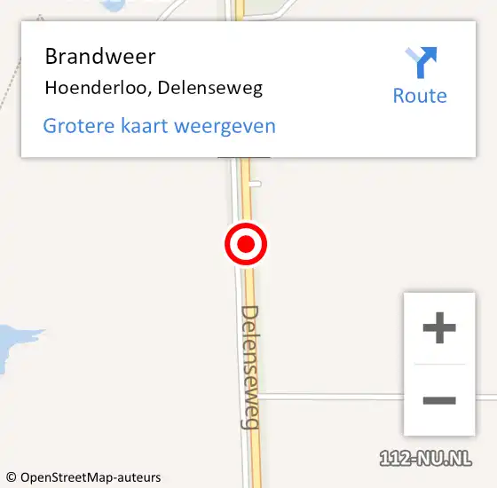 Locatie op kaart van de 112 melding: Brandweer Hoenderloo, Delenseweg op 14 september 2014 11:03