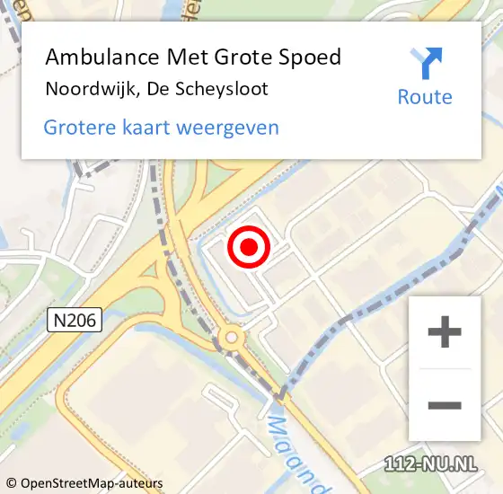 Locatie op kaart van de 112 melding: Ambulance Met Grote Spoed Naar Noordwijk, De Scheysloot op 6 november 2023 13:29