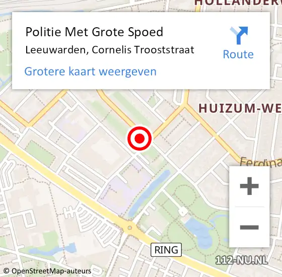 Locatie op kaart van de 112 melding: Politie Met Grote Spoed Naar Leeuwarden, Cornelis Trooststraat op 6 november 2023 13:29