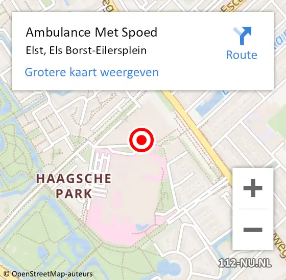 Locatie op kaart van de 112 melding: Ambulance Met Spoed Naar Elst, Els Borst-Eilersplein op 6 november 2023 13:36