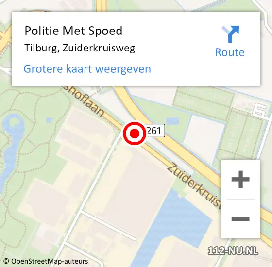 Locatie op kaart van de 112 melding: Politie Met Spoed Naar Tilburg, Zuiderkruisweg op 6 november 2023 13:42