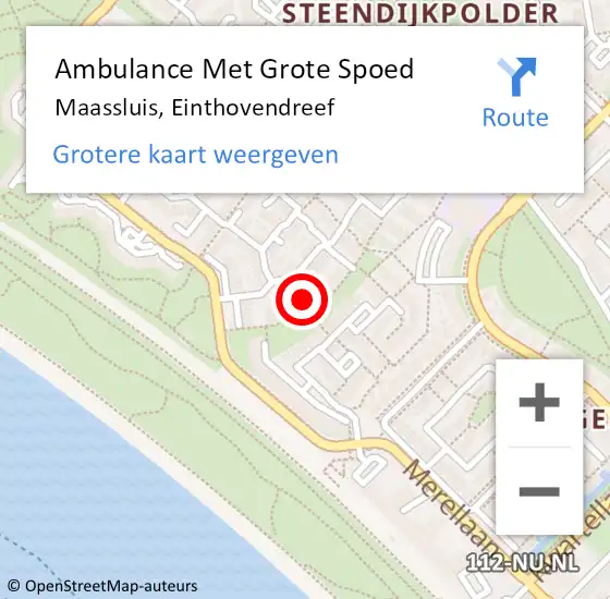Locatie op kaart van de 112 melding: Ambulance Met Grote Spoed Naar Maassluis, Einthovendreef op 6 november 2023 13:49