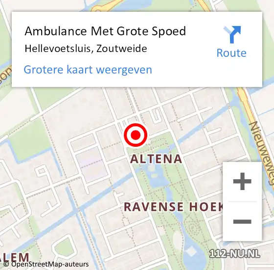 Locatie op kaart van de 112 melding: Ambulance Met Grote Spoed Naar Hellevoetsluis, Zoutweide op 6 november 2023 13:52