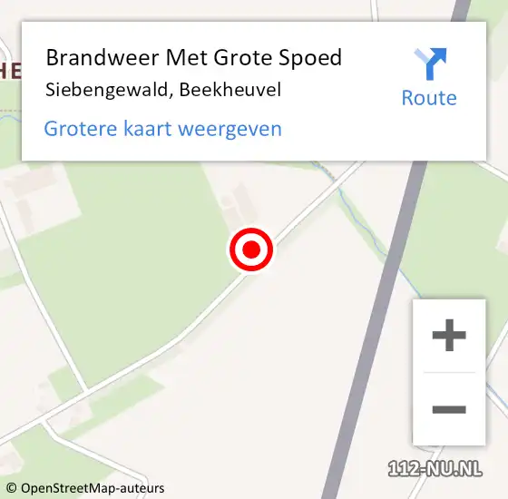 Locatie op kaart van de 112 melding: Brandweer Met Grote Spoed Naar Siebengewald, Beekheuvel op 6 november 2023 14:08