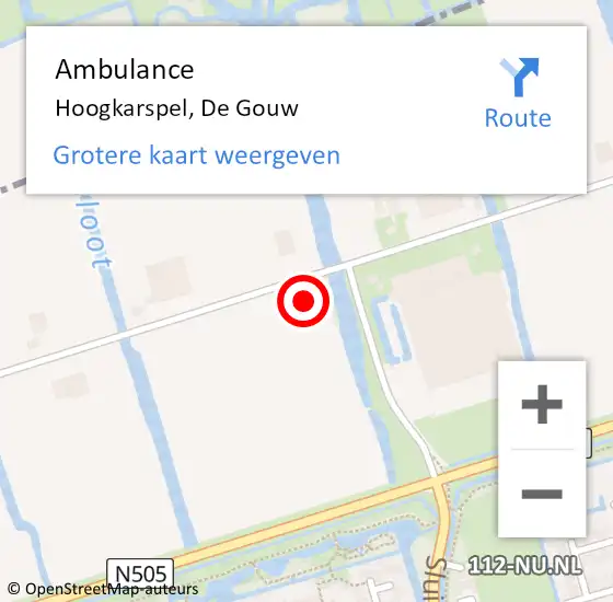Locatie op kaart van de 112 melding: Ambulance Hoogkarspel, De Gouw op 6 november 2023 14:08