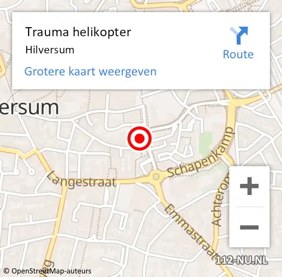 Locatie op kaart van de 112 melding: Trauma helikopter Hilversum op 6 november 2023 14:18