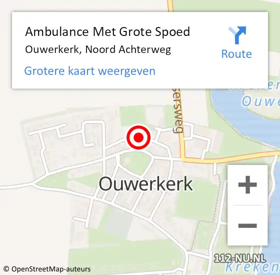 Locatie op kaart van de 112 melding: Ambulance Met Grote Spoed Naar Ouwerkerk, Noord Achterweg op 14 september 2014 11:12