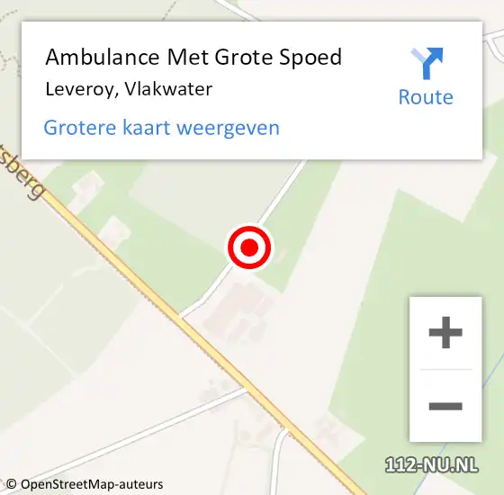 Locatie op kaart van de 112 melding: Ambulance Met Grote Spoed Naar Leveroy, Vlakwater op 6 november 2023 14:40