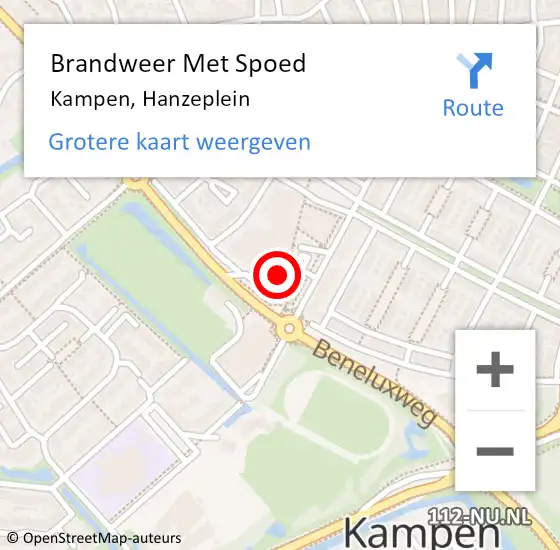 Locatie op kaart van de 112 melding: Brandweer Met Spoed Naar Kampen, Hanzeplein op 6 november 2023 14:46