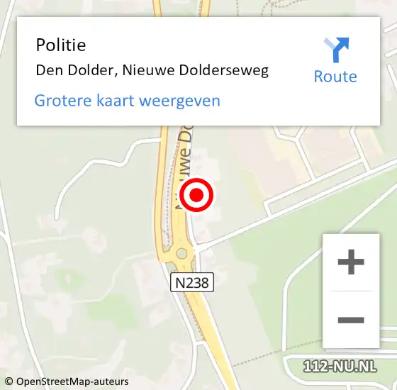Locatie op kaart van de 112 melding: Politie Den Dolder, Nieuwe Dolderseweg op 6 november 2023 14:47
