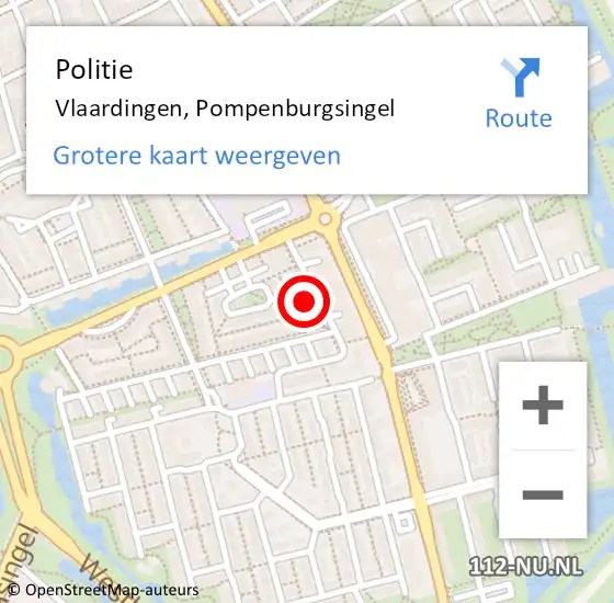 Locatie op kaart van de 112 melding: Politie Vlaardingen, Pompenburgsingel op 6 november 2023 14:50