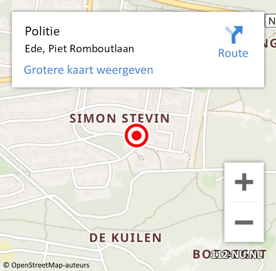 Locatie op kaart van de 112 melding: Politie Ede, Piet Romboutlaan op 6 november 2023 14:54