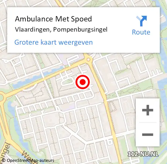 Locatie op kaart van de 112 melding: Ambulance Met Spoed Naar Vlaardingen, Pompenburgsingel op 6 november 2023 15:01