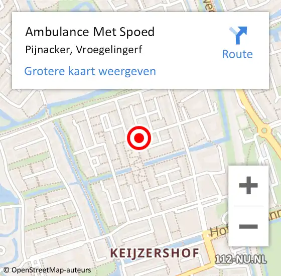 Locatie op kaart van de 112 melding: Ambulance Met Spoed Naar Pijnacker, Vroegelingerf op 6 november 2023 15:04