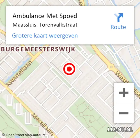 Locatie op kaart van de 112 melding: Ambulance Met Spoed Naar Maassluis, Torenvalkstraat op 6 november 2023 15:19