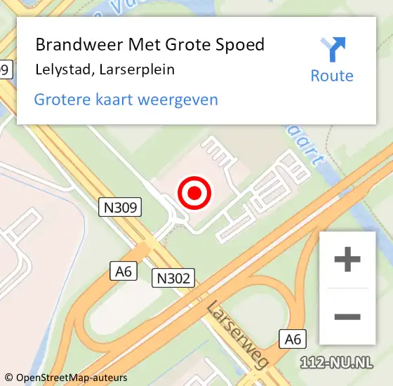 Locatie op kaart van de 112 melding: Brandweer Met Grote Spoed Naar Lelystad, Larserplein op 6 november 2023 15:22