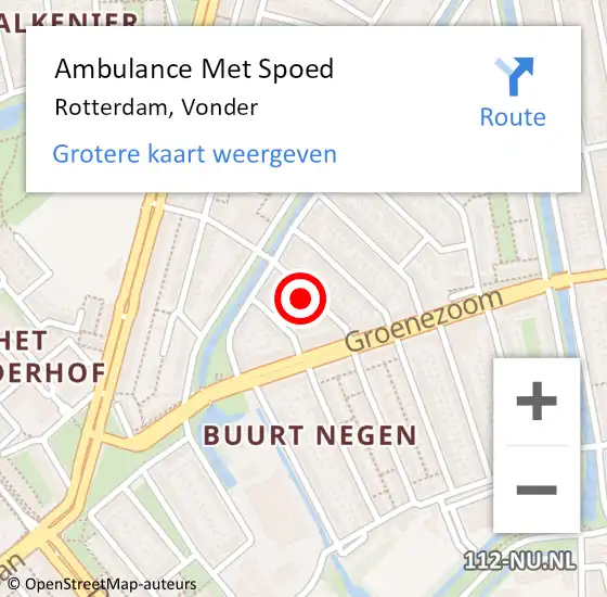 Locatie op kaart van de 112 melding: Ambulance Met Spoed Naar Rotterdam, Vonder op 6 november 2023 15:36
