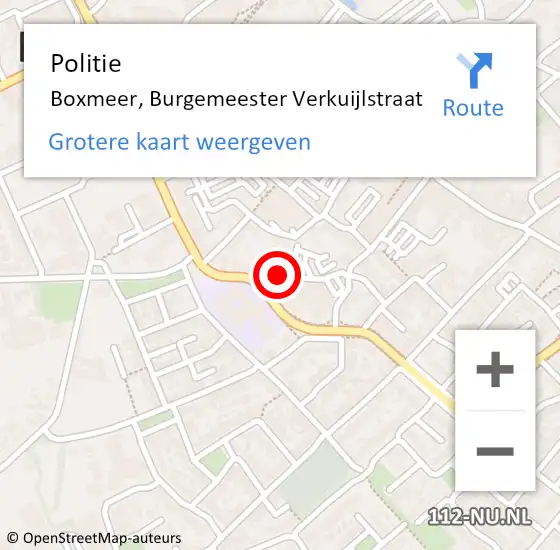 Locatie op kaart van de 112 melding: Politie Boxmeer, Burgemeester Verkuijlstraat op 6 november 2023 16:02