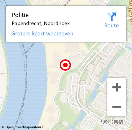 Locatie op kaart van de 112 melding: Politie Papendrecht, Noordhoek op 6 november 2023 16:08