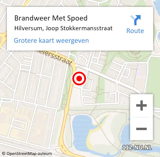 Locatie op kaart van de 112 melding: Brandweer Met Spoed Naar Hilversum, Joop Stokkermansstraat op 6 november 2023 16:11