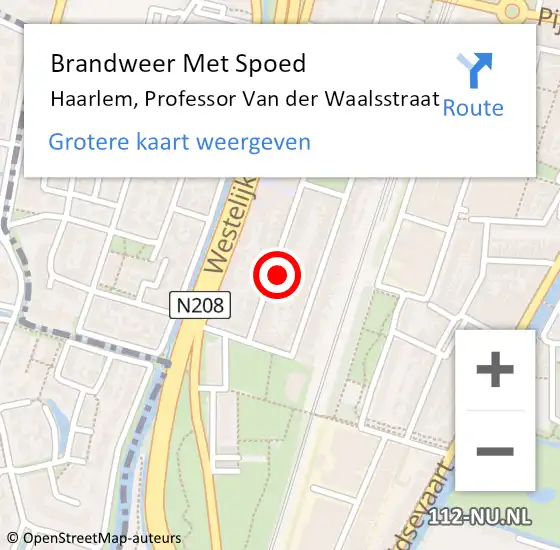 Locatie op kaart van de 112 melding: Brandweer Met Spoed Naar Haarlem, Professor Van der Waalsstraat op 6 november 2023 16:28