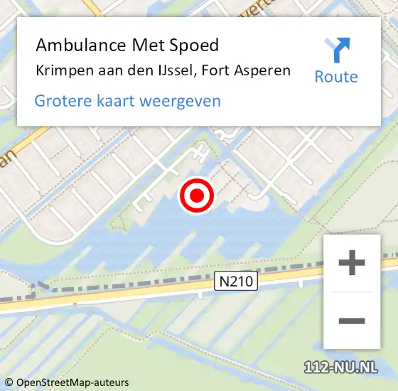 Locatie op kaart van de 112 melding: Ambulance Met Spoed Naar Krimpen aan den IJssel, Fort Asperen op 6 november 2023 16:38