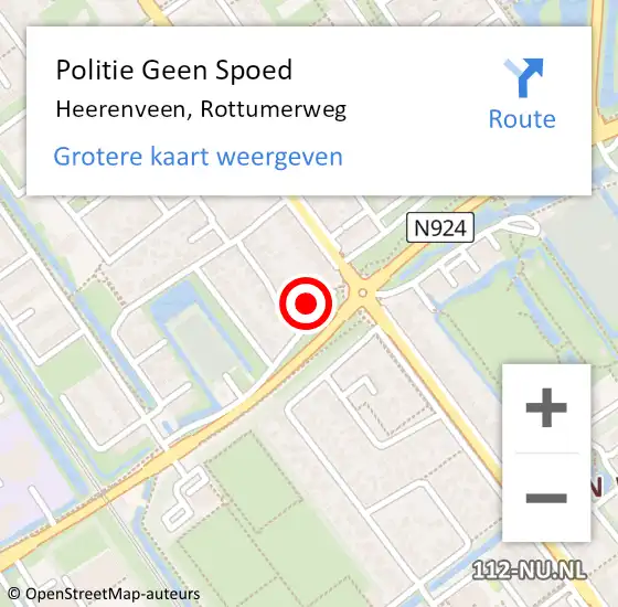 Locatie op kaart van de 112 melding: Politie Geen Spoed Naar Heerenveen, Rottumerweg op 6 november 2023 16:45