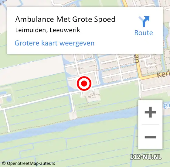 Locatie op kaart van de 112 melding: Ambulance Met Grote Spoed Naar Leimuiden, Leeuwerik op 6 november 2023 16:46