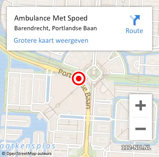 Locatie op kaart van de 112 melding: Ambulance Met Spoed Naar Barendrecht, Portlandse Baan op 6 november 2023 16:51