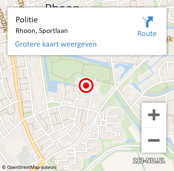 Locatie op kaart van de 112 melding: Politie Rhoon, Sportlaan op 6 november 2023 16:52