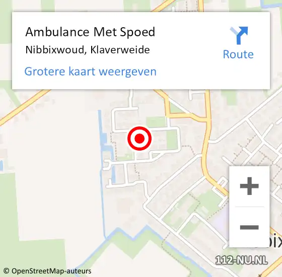 Locatie op kaart van de 112 melding: Ambulance Met Spoed Naar Nibbixwoud, Klaverweide op 6 november 2023 17:10