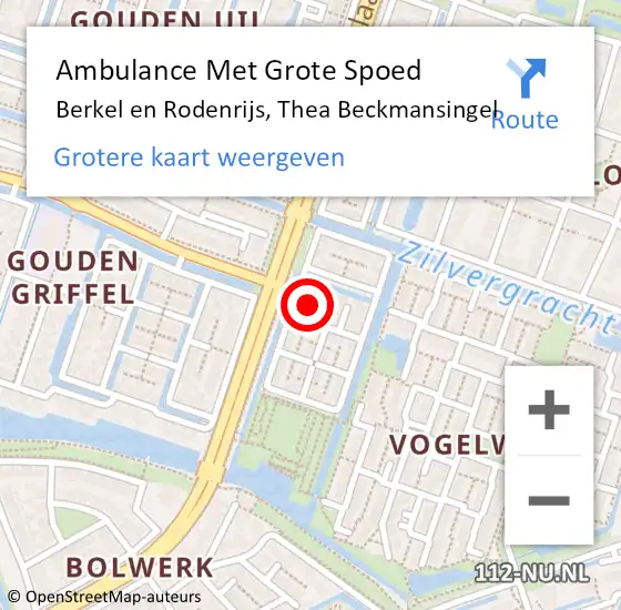 Locatie op kaart van de 112 melding: Ambulance Met Grote Spoed Naar Berkel en Rodenrijs, Thea Beckmansingel op 6 november 2023 17:25