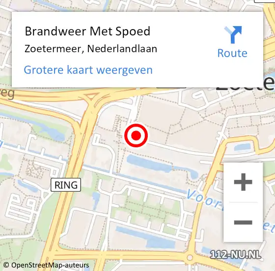 Locatie op kaart van de 112 melding: Brandweer Met Spoed Naar Zoetermeer, Nederlandlaan op 6 november 2023 17:34