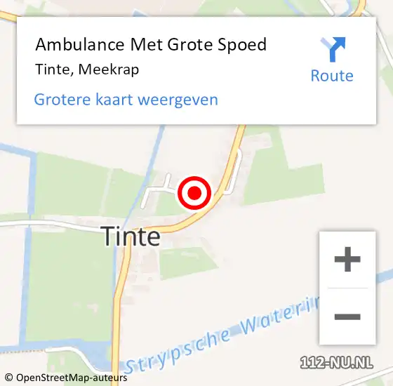 Locatie op kaart van de 112 melding: Ambulance Met Grote Spoed Naar Tinte, Meekrap op 6 november 2023 17:42