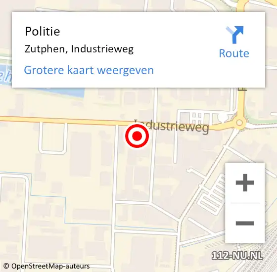 Locatie op kaart van de 112 melding: Politie Zutphen, Industrieweg op 6 november 2023 17:45
