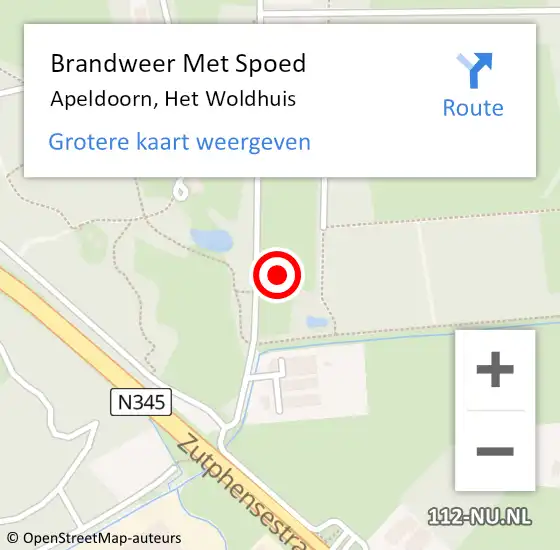 Locatie op kaart van de 112 melding: Brandweer Met Spoed Naar Apeldoorn, Het Woldhuis op 6 november 2023 17:50