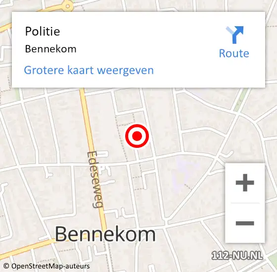 Locatie op kaart van de 112 melding: Politie Bennekom op 6 november 2023 17:51