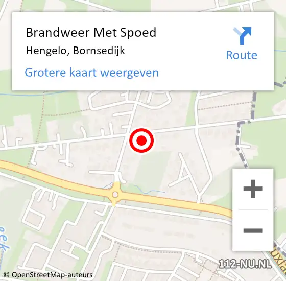 Locatie op kaart van de 112 melding: Brandweer Met Spoed Naar Hengelo, Bornsedijk op 6 november 2023 18:32