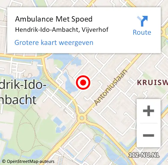 Locatie op kaart van de 112 melding: Ambulance Met Spoed Naar Hendrik-Ido-Ambacht, Vijverhof op 6 november 2023 19:25