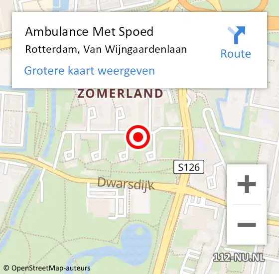 Locatie op kaart van de 112 melding: Ambulance Met Spoed Naar Rotterdam, Van Wijngaardenlaan op 6 november 2023 19:41