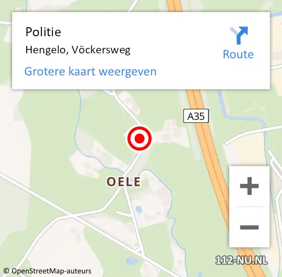 Locatie op kaart van de 112 melding: Politie Hengelo, Vöckersweg op 6 november 2023 19:55