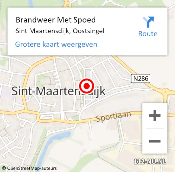 Locatie op kaart van de 112 melding: Brandweer Met Spoed Naar Sint Maartensdijk, Oostsingel op 6 november 2023 20:04