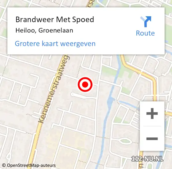 Locatie op kaart van de 112 melding: Brandweer Met Spoed Naar Heiloo, Groenelaan op 6 november 2023 20:17