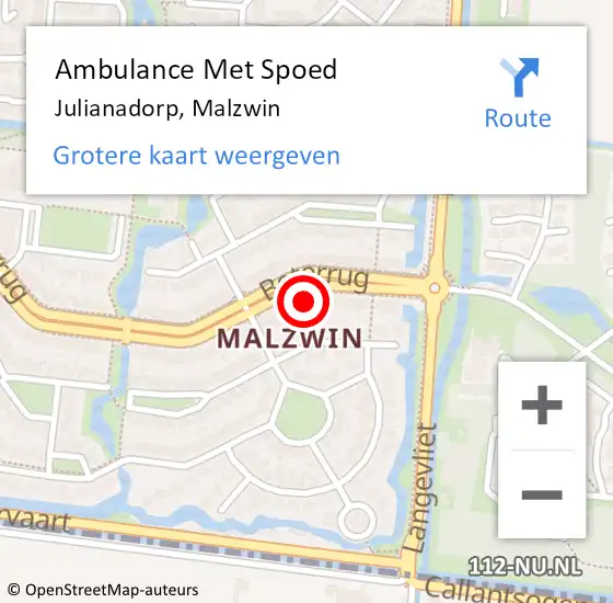 Locatie op kaart van de 112 melding: Ambulance Met Spoed Naar Julianadorp, Malzwin op 6 november 2023 20:28